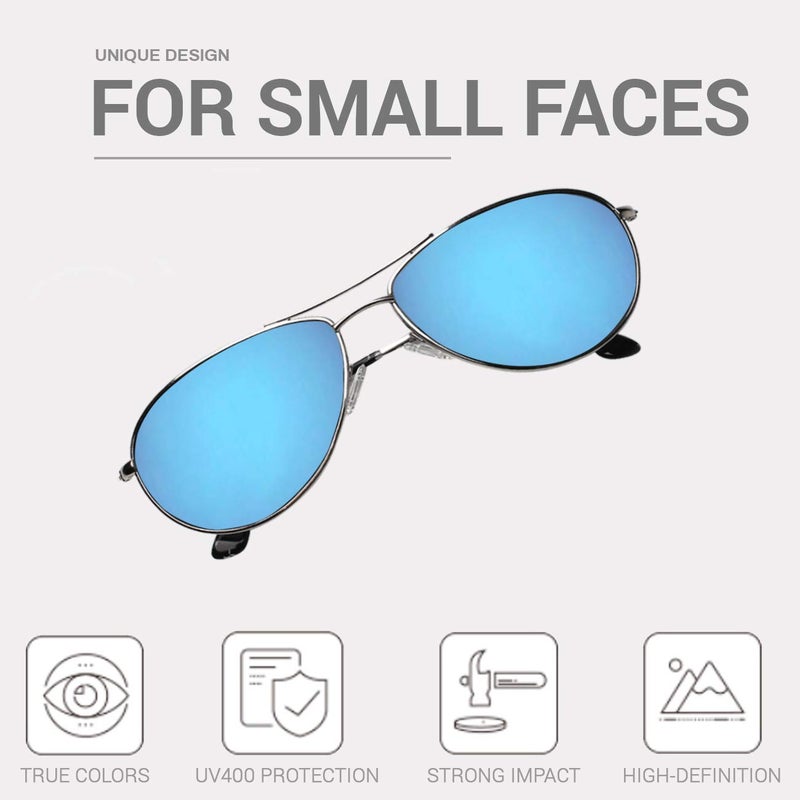 MAXJULI Baby Sea Polarized Aviator Sunglasses for Small Narrow Face Women (Blue Lens) - Image 5